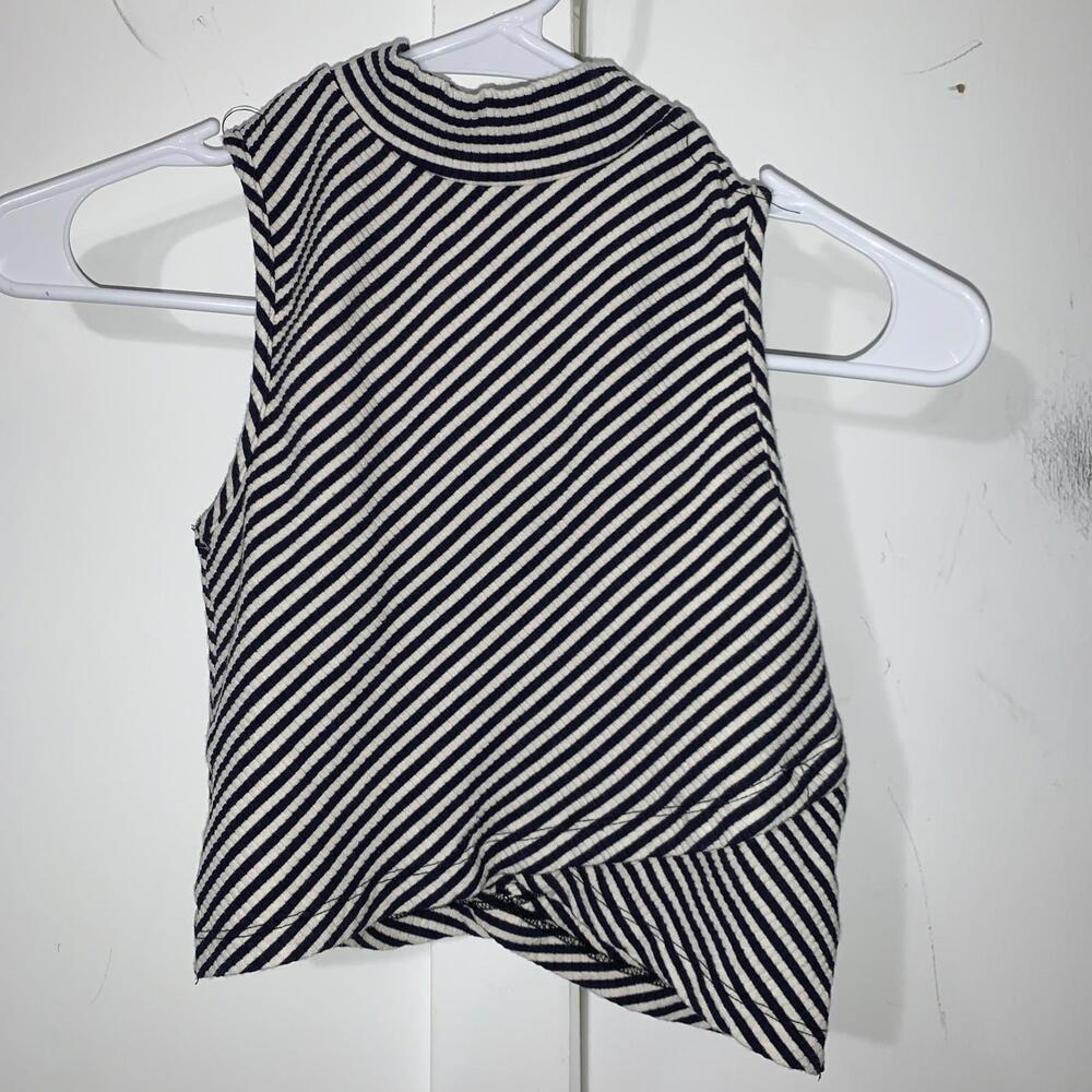 Free People Mock Neck Striped Sleeveless Top XSMALL ‎ NWOT